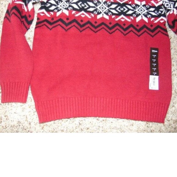 *Christmas Sweater Urban Pipeline sz Medium Red Argyle Long Sleeve Zip Neck Boys - Picture 4 of 5